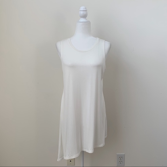 Logo Layers Soft White Asymmetrical Tank Top - Picture 1 of 6